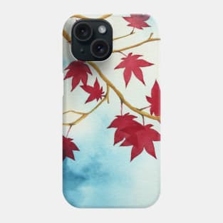 Red Maple Tree Nature Forest Wood Leaves Watercolor Phone Case