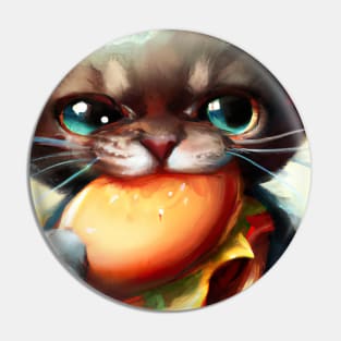 Cat eating Burger Pin