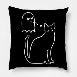 Ghost In Love With Cat | Halloween Pillow