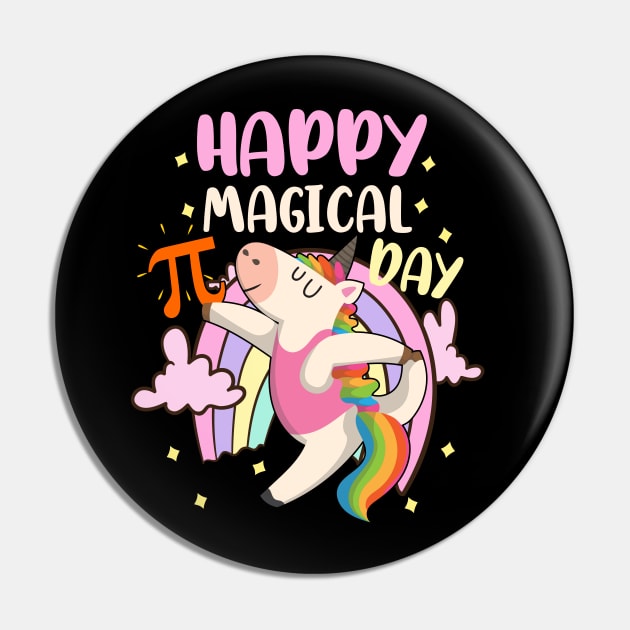 Happy Pi Day Magical Rainbow Unicorn with Pastel Cutie Pi Pin by alcoshirts