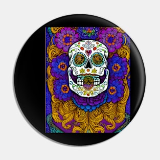 Captivating Sugar Skull Art Pin