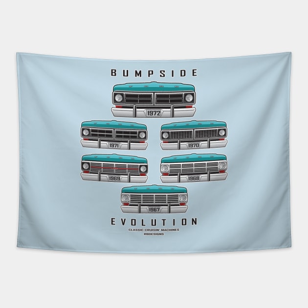 Bumpside Truck Evolution with Bumpers 1967-1972 Tapestry by RBDesigns