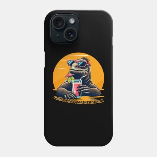 Galapagos iguana retro vintage sunset Phone Case