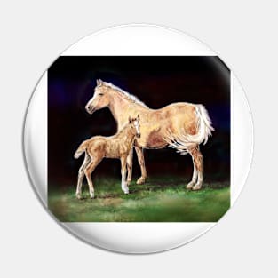 Mare & Foal Watercolor painting Pin