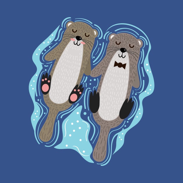 Loving Otters holding hands by TossedSweetTees