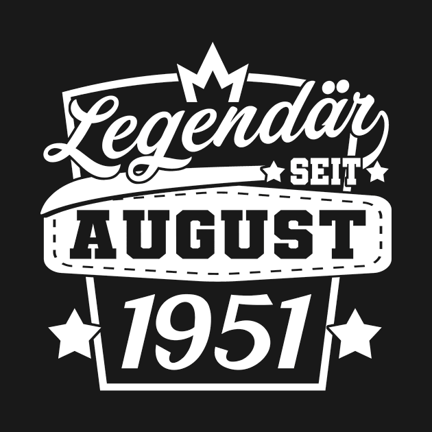 August 1951 Geburtstag Geschenkideen 70. Geburtstag by HBfunshirts