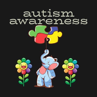 Autism Awareness Sunflower Elephant Kindness Ribbon Heart T-Shirt