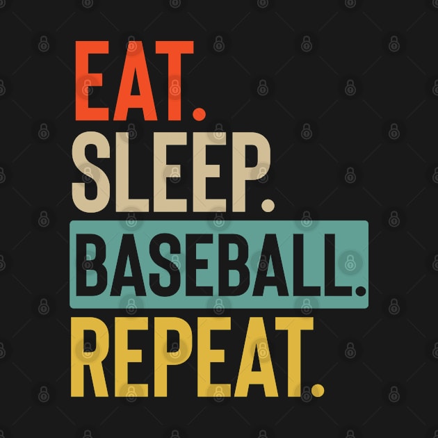 Eat Sleep Baseball Repeat retro vintage colors by Lyume