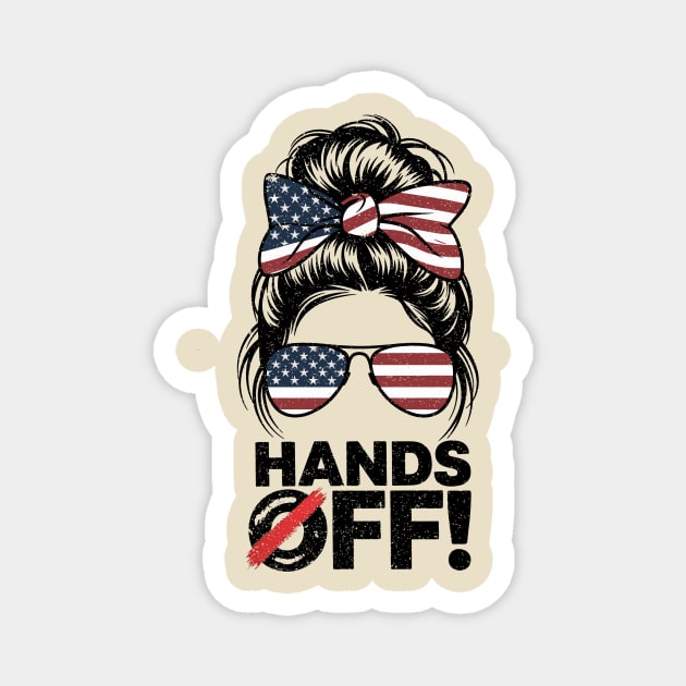 Patriotic Messy Bun – Hands Off Social Security & Medicare Protest Design Magnet by ArtistTee ⭐⭐⭐⭐⭐