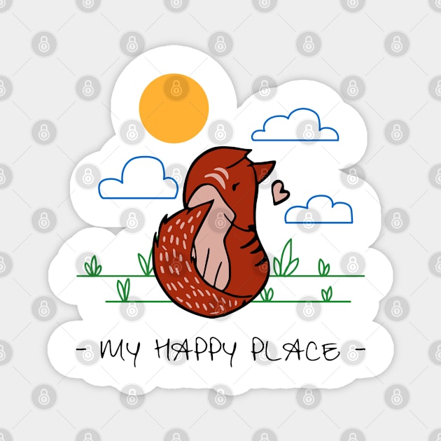 My Happy Place- Cute Fox Magnet by barn-of-nature