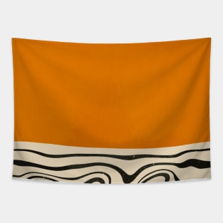 Wavy Lines - Minimalist Abstract Mid-Century Modern (Copper) Tapestry