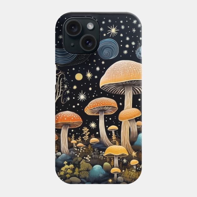 Starry Night Magic Mushroom Phone Case by MushMagicWear