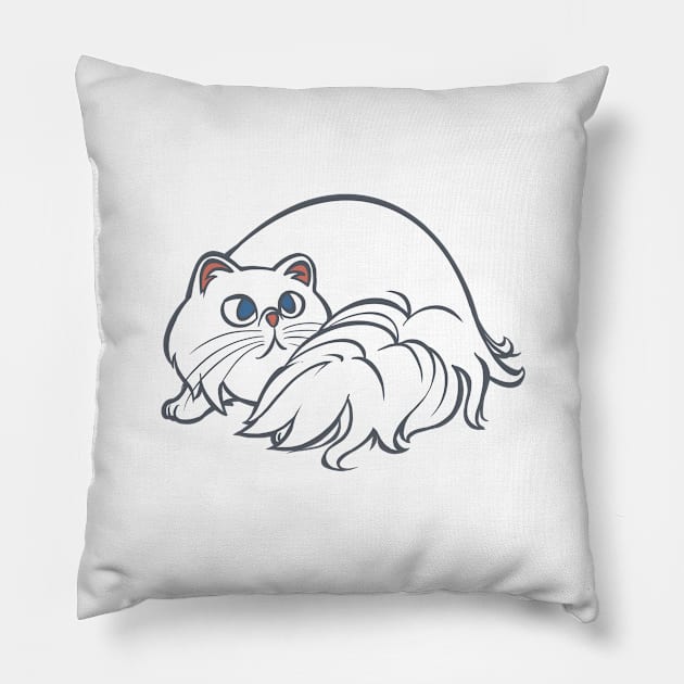 All Curled Up--White Persian Style Pillow by RJKpoyp