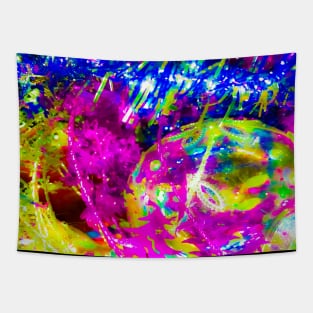 Bright Neon Party Scene Tapestry