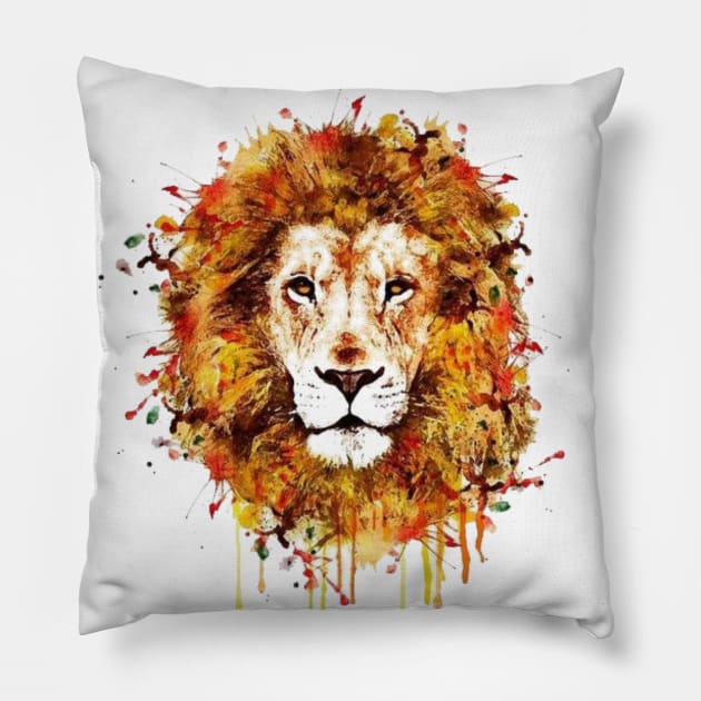 Watercolour Graffiti Lion Pillow by designsbycreation