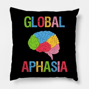 Brain Aphasia Awareness Quote in Rainbow Thinking for Analytical Elderly Pillow