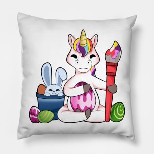 Cute unicorn painting Easter eggs Pillow