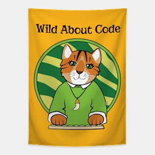 Wild About Code Programmer Tiger Cat Tapestry