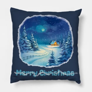 Winter landscape  Christmas w Pillow