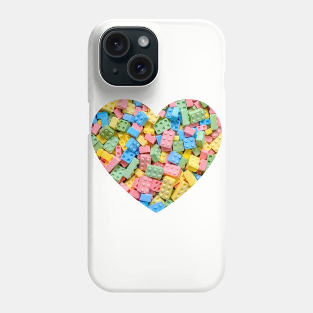 Colorful Candy Building Blocks and Bricks Heart Photograph Phone Case by love-fi