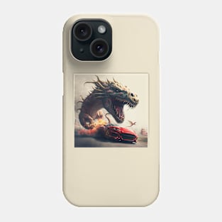 Dragon chasing  a red sportscar Phone Case