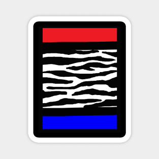 RED AND  BLUE  ZEBRA  abstract Magnet