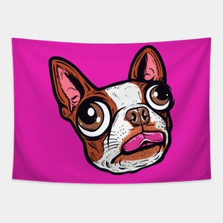 Brown Boston Terrier Face Tapestry