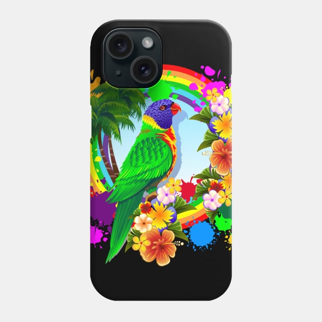 Rainbow Lorikeet Parrot Art Phone Case by BluedarkArt