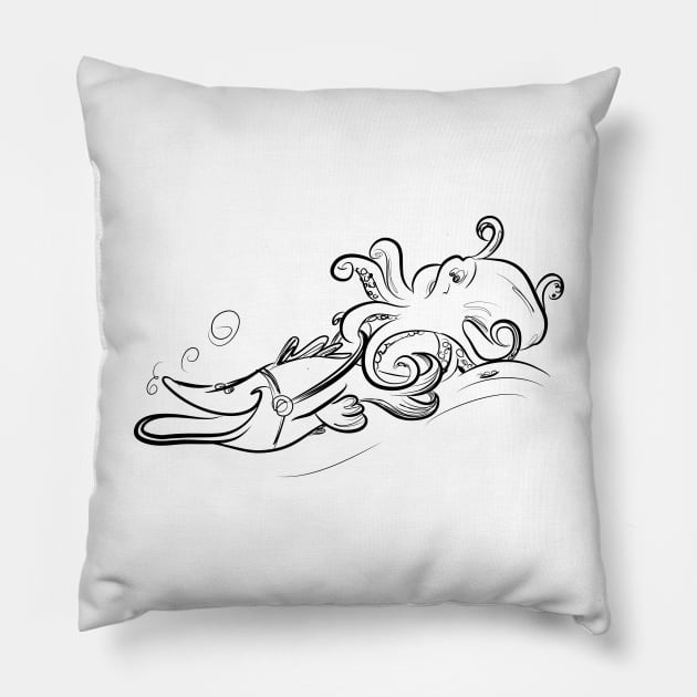Undersea rodeo Pillow by Jason's Doodles
