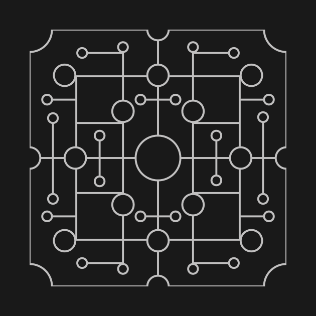 Silver Tone and Black Art Deco Geometric Circle Tile Design by Rhubarb Myrtle