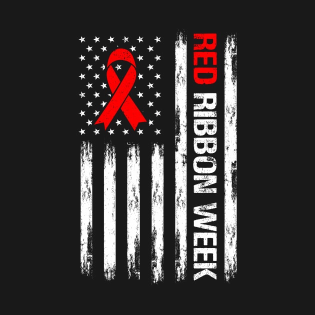 Vintage Drug Free Shirt American Flag Line Red Ribbon Week by mateobarkley67