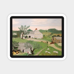 The Burning of Troy by grandma moses Magnet