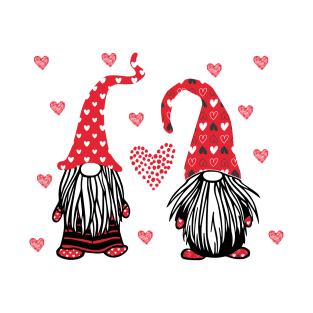 Valentine's Day Gnomes Funny Valentine Gnome Couple Romantic Gift T-Shirt