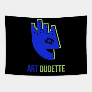 Art Dudette In Blue And Lime Tapestry