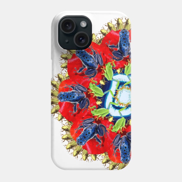 Blue frogs on the poppy Mandala Phone Case by burenkaUA