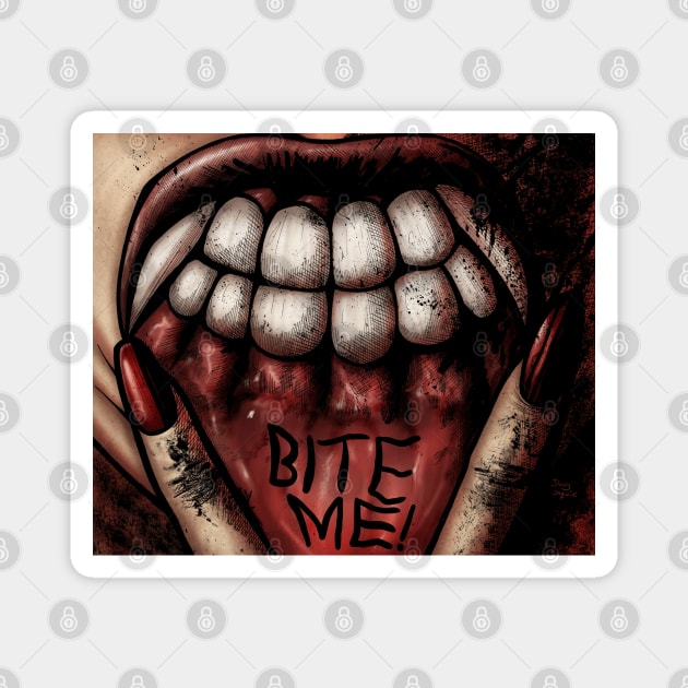 Vampire Bite Me Color Magnet by DougSQ