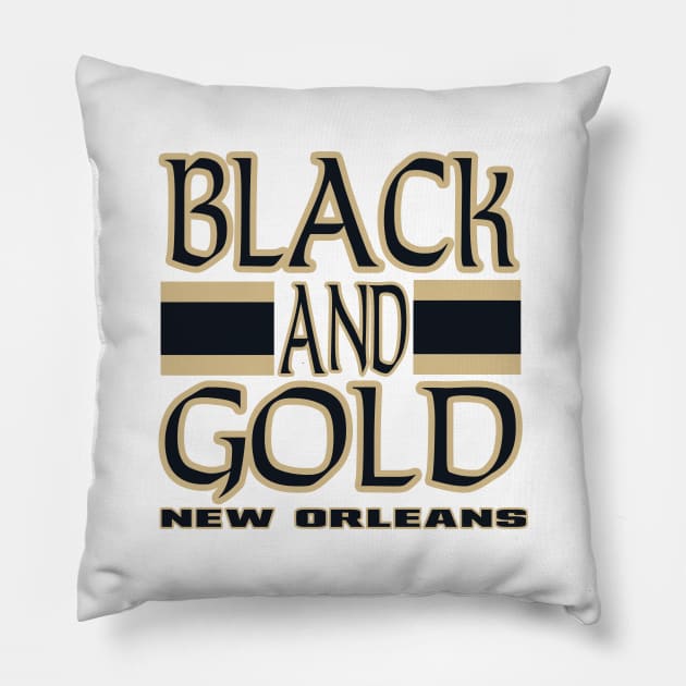 NOLA LYFE Black and Gold New Orleans Pillow by pralonhitam