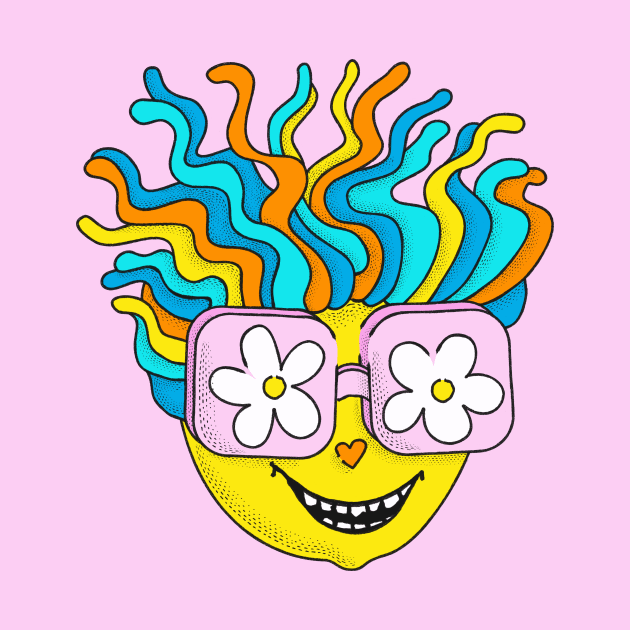 Happy Hippie Groovy Funny Retro Rainbow Character by Boriana Giormova