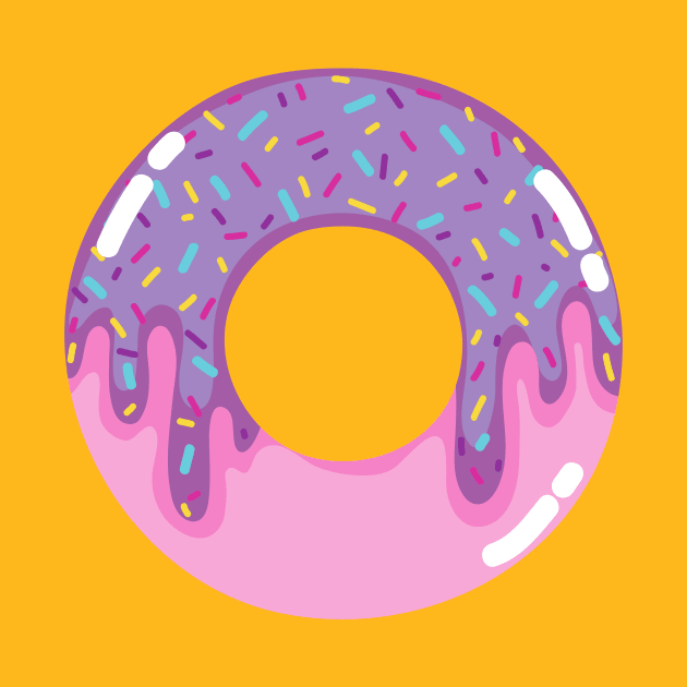 Pink donut with violet frosting and sprinkles by InkyArt