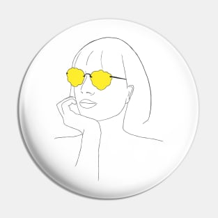 Girl With Yellow Sunglasses Pin