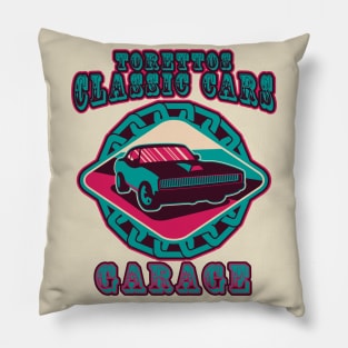 Toretto's Garage Torettos Classic Car Vintage Pillow