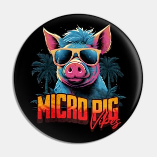 Retro Wave Happy Micro Pig Miami Vibes Pin