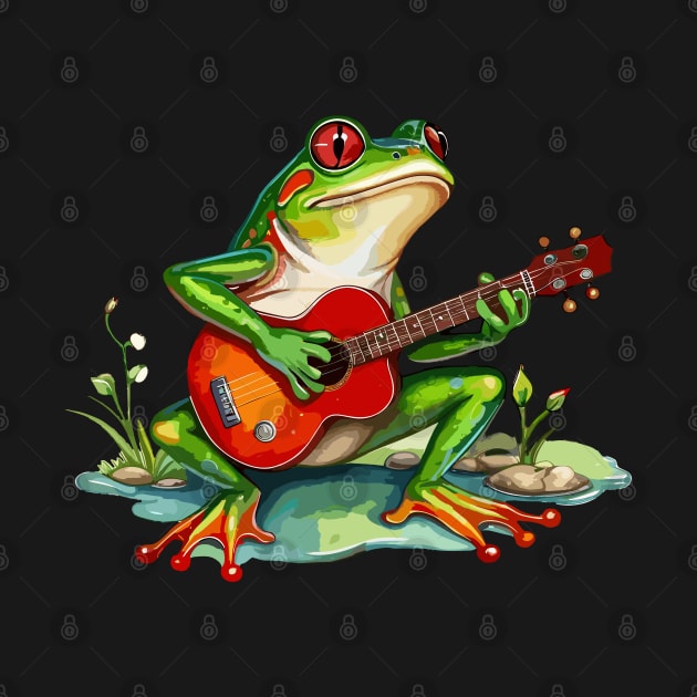 Serenading Reggae Frog Guitarist by ReggaeArtGifts