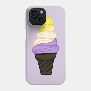 LGBTQIA+ Nonbinary Pride Flag Soft Serve Ice Cream Cone Phone Case