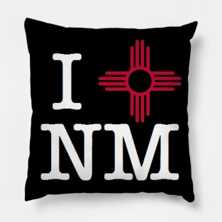 I Zia Sun New Mexico (White Lettering) Pillow