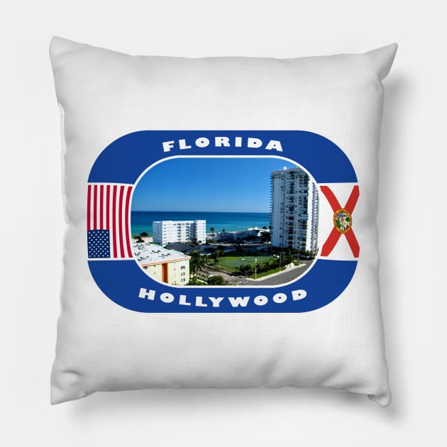 Florida, Hollywood City, USA Pillow by DeluxDesign