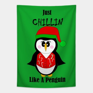 CHILLIN Funny Penguin. Tapestry