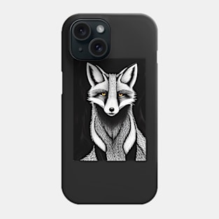 BLACK AND WHITE FOX Phone Case