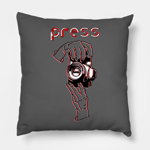 photographer reporter paparazzi photojournalist lensman shutterbug media press Pillow by 4rpixs