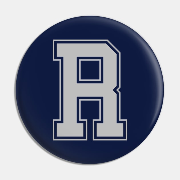 Monogram Blue Grey College House Initial R Pin by redhomestead